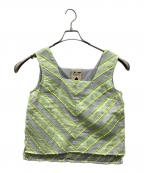 YURTAOユルタオ）の古着「ノースリーブブラウス」｜グレー×グリーン