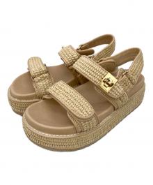 STEVE MADDEN（スティーブマデン）の古着「ダブルベルトラフィアサンダル」｜ベージュ