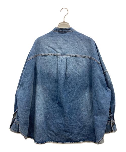 pual ce cin（ピュアルセシン）pual ce cin (ピュアルセシン) ヴィンテージライクデニムバンドカラーシャツ インディゴ サイズ:Fの古着・服飾アイテム