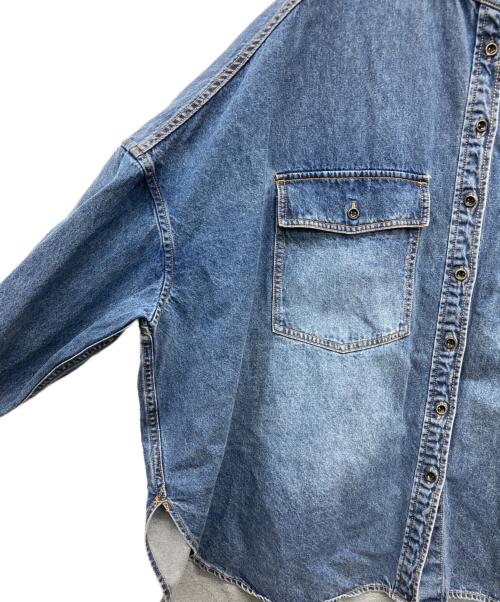 pual ce cin（ピュアルセシン）pual ce cin (ピュアルセシン) ヴィンテージライクデニムバンドカラーシャツ インディゴ サイズ:Fの古着・服飾アイテム