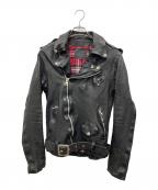 BACK RUSHバックラッシュ）の古着「ダブルライダース ドイツカーフ製品染め」｜ブラック