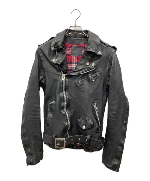 BACK RUSH（バックラッシュ）BACK RUSH (バックラッシュ) ダブルライダース ドイツカーフ製品染め ブラック サイズ:Mの古着・服飾アイテム