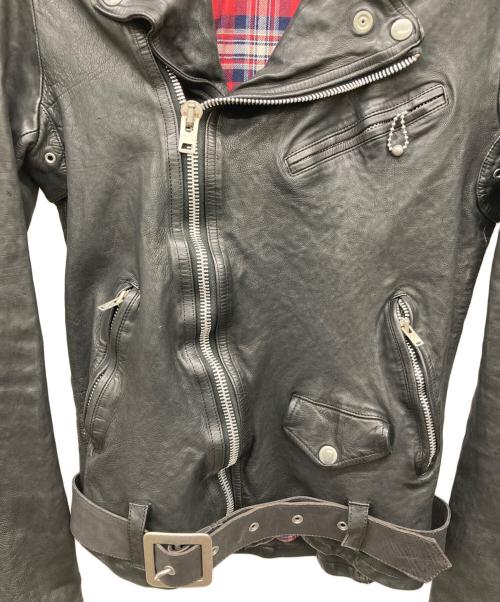 BACK RUSH（バックラッシュ）BACK RUSH (バックラッシュ) ダブルライダース ドイツカーフ製品染め ブラック サイズ:Mの古着・服飾アイテム