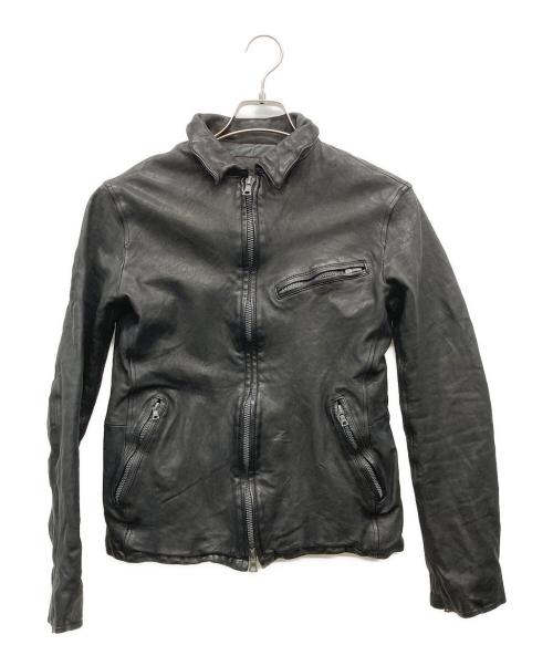 BACK RUSH（バックラッシュ）BACK RUSH (バックラッシュ) ベルギーショルダー製品染め襟付きシングルライダースジャケット ブラック サイズ:2の古着・服飾アイテム