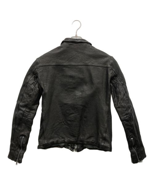 BACK RUSH（バックラッシュ）BACK RUSH (バックラッシュ) ベルギーショルダー製品染め襟付きシングルライダースジャケット ブラック サイズ:2の古着・服飾アイテム
