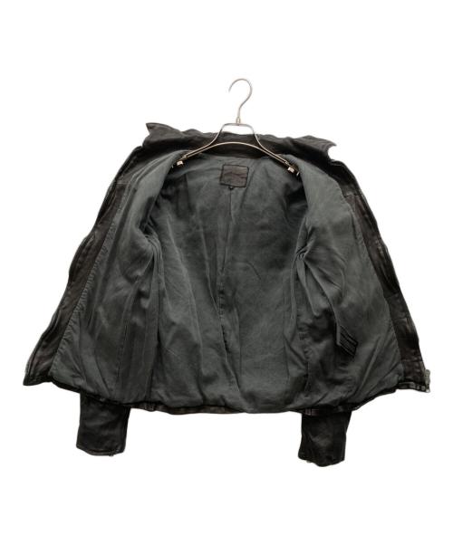 BACK RUSH（バックラッシュ）BACK RUSH (バックラッシュ) ベルギーショルダー製品染め襟付きシングルライダースジャケット ブラック サイズ:2の古着・服飾アイテム