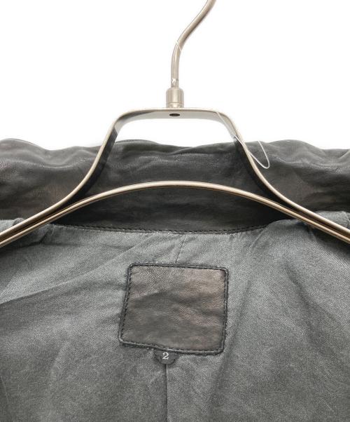 BACK RUSH（バックラッシュ）BACK RUSH (バックラッシュ) ベルギーショルダー製品染め襟付きシングルライダースジャケット ブラック サイズ:2の古着・服飾アイテム