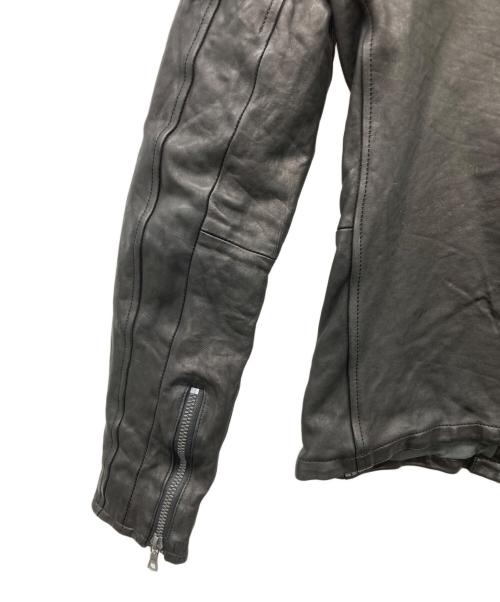 BACK RUSH（バックラッシュ）BACK RUSH (バックラッシュ) ベルギーショルダー製品染め襟付きシングルライダースジャケット ブラック サイズ:2の古着・服飾アイテム