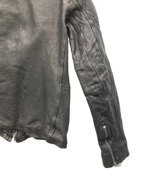 BACK RUSH（バックラッシュ）BACK RUSH (バックラッシュ) ベルギーショルダー製品染め襟付きシングルライダースジャケット ブラック サイズ:2の古着・服飾アイテム