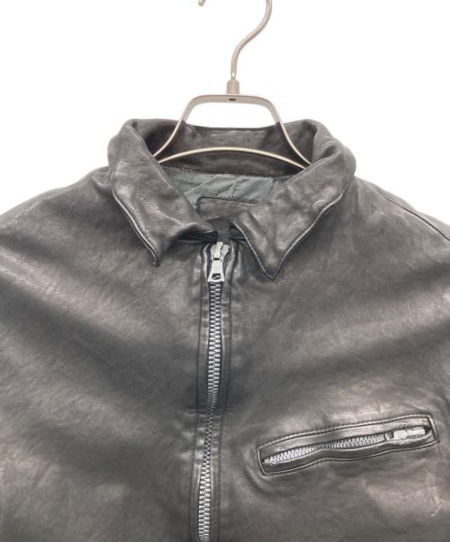 BACK RUSH（バックラッシュ）BACK RUSH (バックラッシュ) ベルギーショルダー製品染め襟付きシングルライダースジャケット ブラック サイズ:2の古着・服飾アイテム