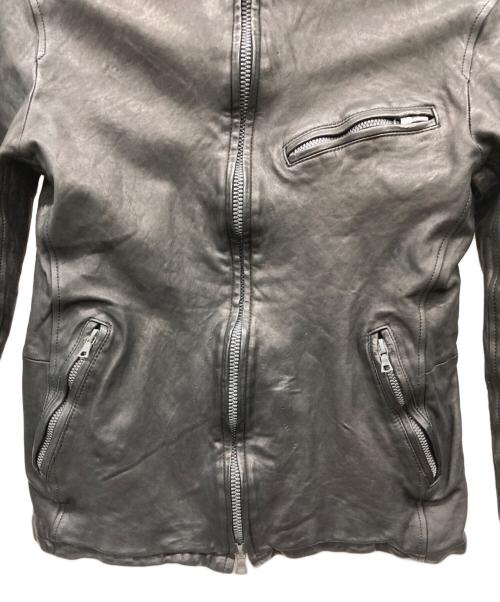 BACK RUSH（バックラッシュ）BACK RUSH (バックラッシュ) ベルギーショルダー製品染め襟付きシングルライダースジャケット ブラック サイズ:2の古着・服飾アイテム