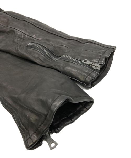 BACK RUSH（バックラッシュ）BACK RUSH (バックラッシュ) ベルギーショルダー製品染め襟付きシングルライダースジャケット ブラック サイズ:2の古着・服飾アイテム