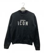 DSQUARED2ディースクエアード）の古着「刺繍ロゴスウェット」｜ブラック