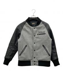 SKULL WORKS（スカルワークス）の古着「切替レザースタジャン」｜グレー