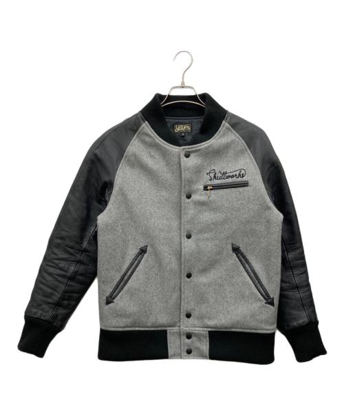 SKULL WORKS（スカルワークス）SKULL WORKS (スカルワークス) 切替レザースタジャン グレー サイズ:Mの古着・服飾アイテム