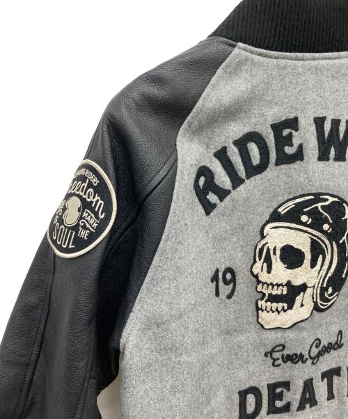 SKULL WORKS（スカルワークス）SKULL WORKS (スカルワークス) 切替レザースタジャン グレー サイズ:Mの古着・服飾アイテム
