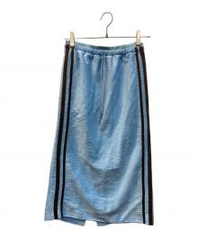 MAISON SPECIAL（メゾンスペシャル）の古着「Sequins Side Line Track Skirt」｜スカイブルー