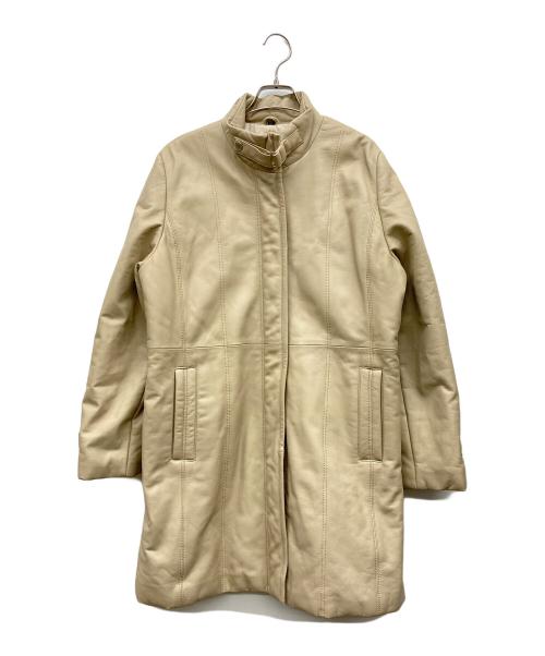 BALMAIN（バルマン）BALMAIN (バルマン) ラムレザースタンドカラーコート ベージュ サイズ:13の古着・服飾アイテム