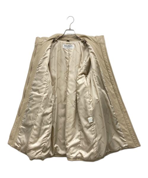 BALMAIN（バルマン）BALMAIN (バルマン) ラムレザースタンドカラーコート ベージュ サイズ:13の古着・服飾アイテム