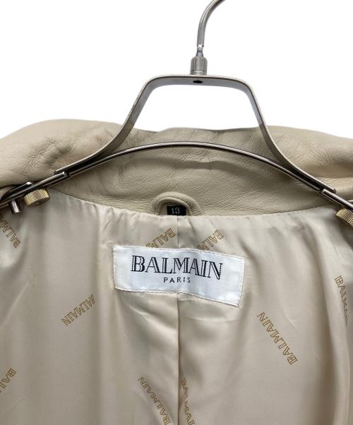BALMAIN（バルマン）BALMAIN (バルマン) ラムレザースタンドカラーコート ベージュ サイズ:13の古着・服飾アイテム