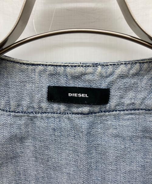 DIESEL（ディーゼル）DIESEL (ディーゼル) マチ付きデニムベースボールシャツ インディゴ サイズ:Mの古着・服飾アイテム