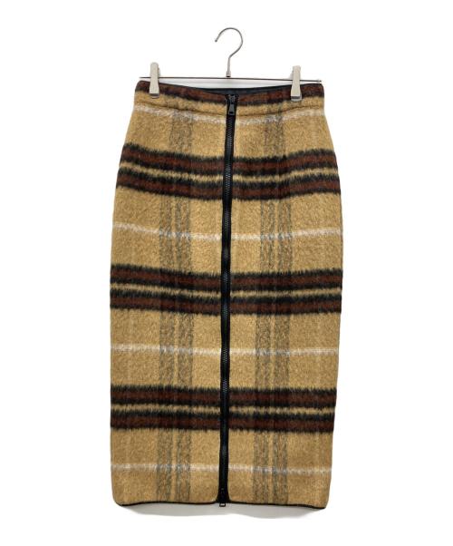 N°21（ヌメロヴェントゥーノ）N°21 (ヌメロヴェントゥーノ) チェックウールスカート ベージュ サイズ:42の古着・服飾アイテム