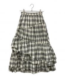 Lily Brown（リリーブラウン）の古着「アシンメトリーティアードスカート」｜アイボリー