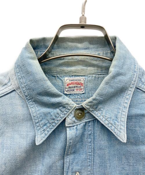 WAREHOUSE（ウエアハウス）WAREHOUSE (ウエアハウス) マチ付シャンブレーシャツ インディゴ サイズ:15-151/2 MEDIUMの古着・服飾アイテム