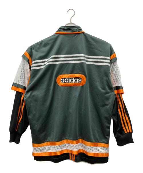 adidas（アディダス）adidas (アディダス) レイヤードジャケット グリーン サイズ:Lの古着・服飾アイテム
