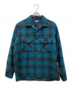 BACK NUMBERバックナンバー）の古着「ウールミックス オープンカラーシャツ」｜ネイビー