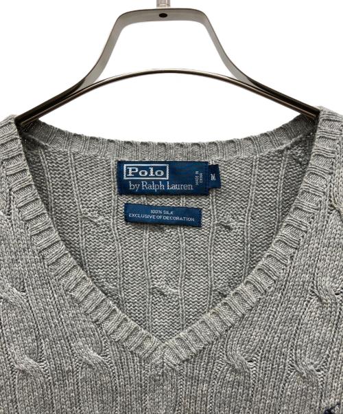 POLO RALPH LAUREN（ポロ・ラルフローレン）POLO RALPH LAUREN (ポロ・ラルフローレン) Vネックニット グレー サイズ:Mの古着・服飾アイテム