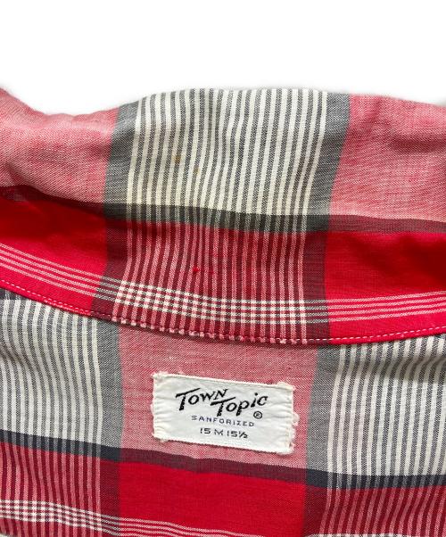town topic（タウントピック）Town Topic (タウントピック) 50s-60s チェックシャツ レッド サイズ:15 M 15 1/2の古着・服飾アイテム