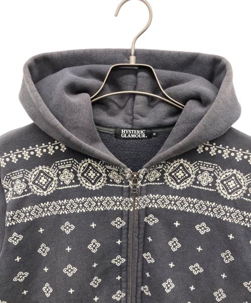 Hysteric Glamour（ヒステリックグラマー）Hysteric Glamour (ヒステリックグラマー) バンダナ柄ジップパーカー グレー サイズ:Mの古着・服飾アイテム