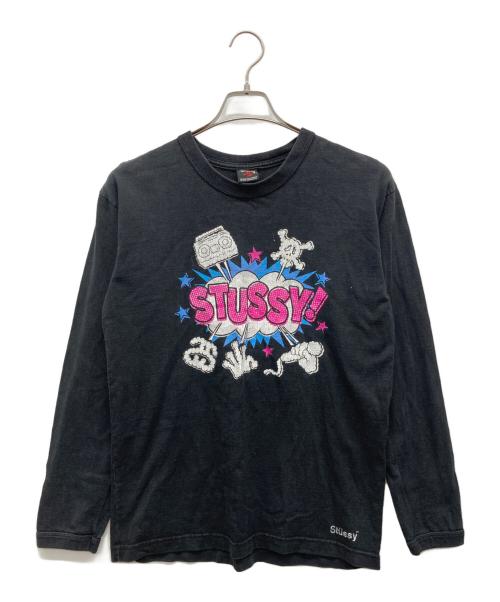 stussy（ステューシー）stussy (ステューシー) 00s 長袖プリントカットソー ブラック サイズ:Sの古着・服飾アイテム