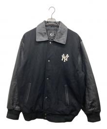 G-Ⅲ SPORTS（ジースリースポーツ）の古着「レザー切替スタジャン」｜ブラック
