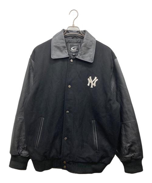 G-Ⅲ SPORTS（ジースリースポーツ）G-Ⅲ SPORTS (ジースリースポーツ) レザー切替スタジャン ブラック サイズ:Lの古着・服飾アイテム