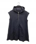 DIESELディーゼル）の古着「ノースリーブハーフジップパーカー」｜ブラック