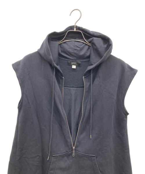 DIESEL（ディーゼル）DIESEL (ディーゼル) ノースリーブハーフジップパーカー ブラック サイズ:Mの古着・服飾アイテム