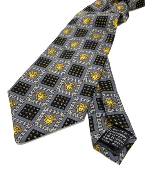 GIANNI VERSACE（ジャンニ・ヴェルサーチ）GIANNI VERSACE (ジャンニ・ヴェルサーチ) メデューサ柄ネクタイ グレー サイズ:なしの古着・服飾アイテム