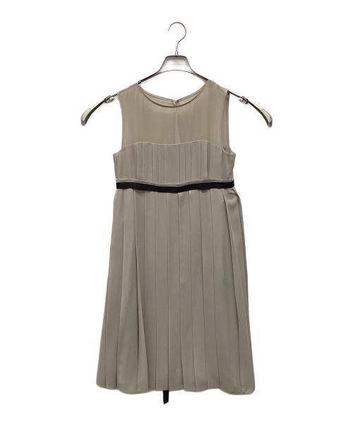 FOXEY NEWYORK（フォクシーニューヨーク）FOXEY NEWYORK (フォクシーニューヨーク) シフォンプリーツワンピース ベージュ サイズ:表記無しの古着・服飾アイテム