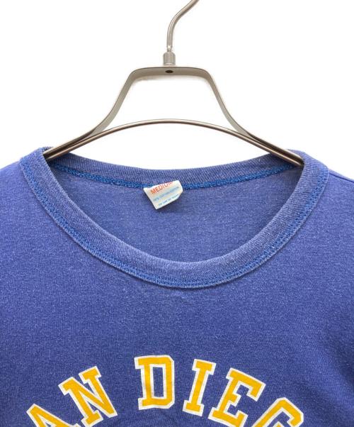 Champion（チャンピオン）Champion (チャンピオン) 三段プリント半袖Tシャツ 80’s トリコタグ ネイビー サイズ:MEDIUMの古着・服飾アイテム