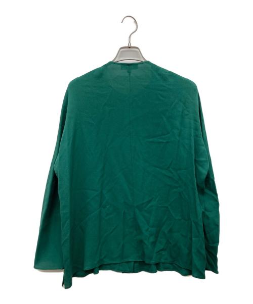DRAWER（ドゥロワー）Drawer (ドゥロワー) シルクジョーゼットノーカラーブラウス グリーン サイズ:36の古着・服飾アイテム