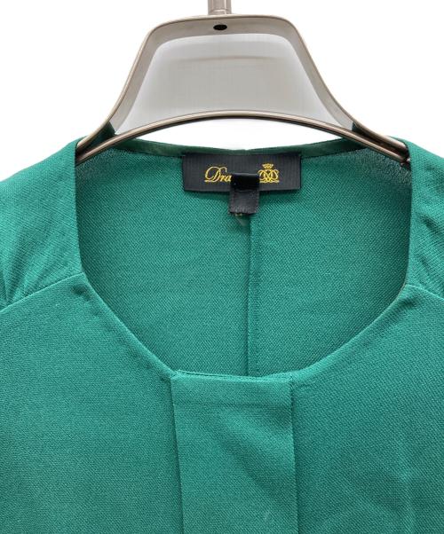 DRAWER（ドゥロワー）Drawer (ドゥロワー) シルクジョーゼットノーカラーブラウス グリーン サイズ:36の古着・服飾アイテム