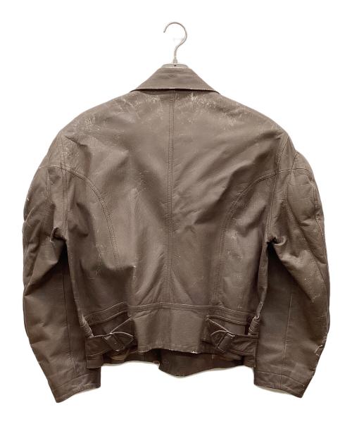 ISSEY MIYAKE MEN（イッセイミヤケメン）ISSEY MIYAKE MEN (イッセイミヤケメン) デザインライダースレザージャケット ブラウン サイズ:Ｌの古着・服飾アイテム