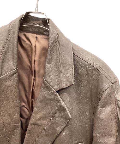 ISSEY MIYAKE MEN（イッセイミヤケメン）ISSEY MIYAKE MEN (イッセイミヤケメン) デザインライダースレザージャケット ブラウン サイズ:Ｌの古着・服飾アイテム