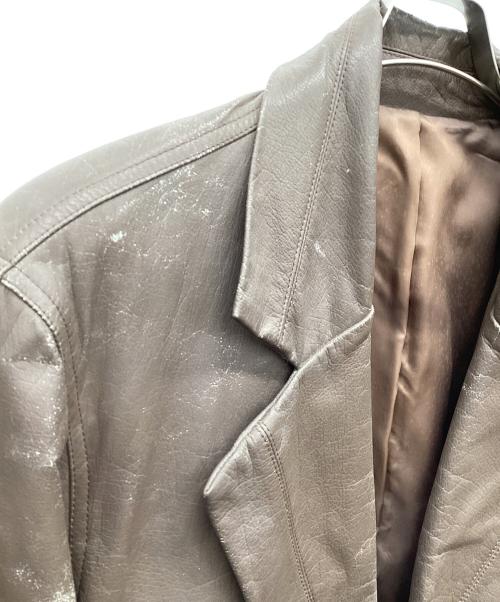 ISSEY MIYAKE MEN（イッセイミヤケメン）ISSEY MIYAKE MEN (イッセイミヤケメン) デザインライダースレザージャケット ブラウン サイズ:Ｌの古着・服飾アイテム