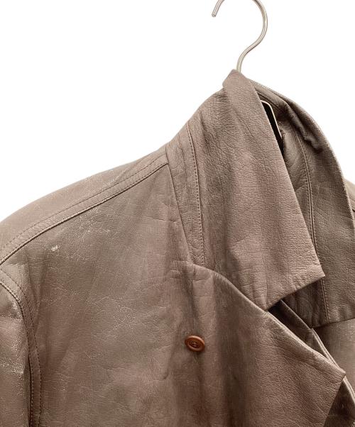 ISSEY MIYAKE MEN（イッセイミヤケメン）ISSEY MIYAKE MEN (イッセイミヤケメン) デザインライダースレザージャケット ブラウン サイズ:Ｌの古着・服飾アイテム