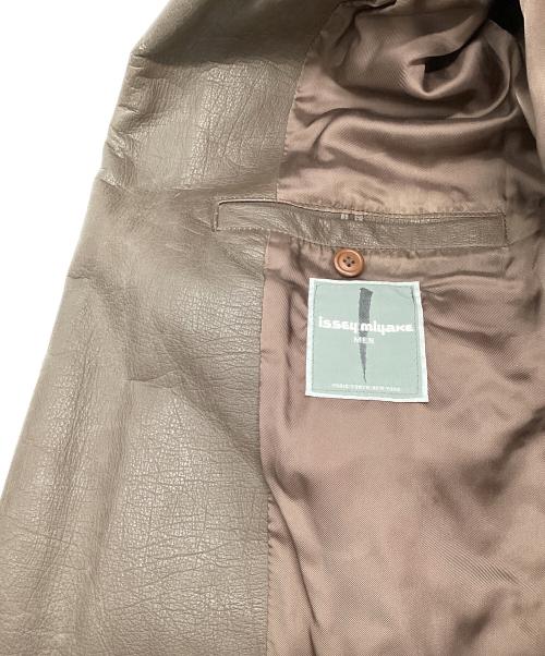 ISSEY MIYAKE MEN（イッセイミヤケメン）ISSEY MIYAKE MEN (イッセイミヤケメン) デザインライダースレザージャケット ブラウン サイズ:Ｌの古着・服飾アイテム