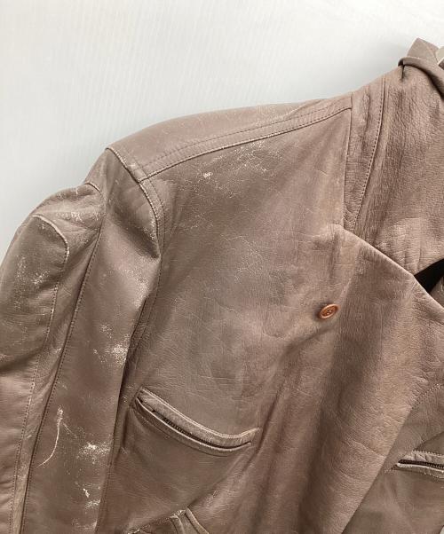 ISSEY MIYAKE MEN（イッセイミヤケメン）ISSEY MIYAKE MEN (イッセイミヤケメン) デザインライダースレザージャケット ブラウン サイズ:Ｌの古着・服飾アイテム