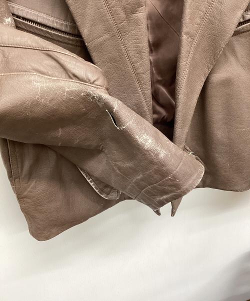 ISSEY MIYAKE MEN（イッセイミヤケメン）ISSEY MIYAKE MEN (イッセイミヤケメン) デザインライダースレザージャケット ブラウン サイズ:Ｌの古着・服飾アイテム